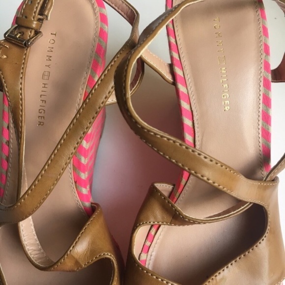 Tommy Hilfiger Pink & Tan Strappy Wedges - Picture 3 of 7